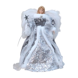 Magideal - Figura De Ángel En La Copa Del Árbol/Adorno De Árbol De Navidad De 12 Pulgadas Cm/Adorno De Navidad Para Bar/Interior/Fiesta/Dormitorio/Decoració Plata