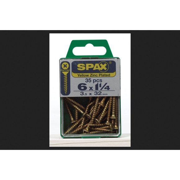 Tornillo SPAX Phillips/Square, 35 unidades, 3,5 x 3,2 cm, zinc, cabeza plana