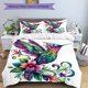 thumbnail image 1 of Bedding Featuring a Vibrant Hummingbird Design with Floral Wings Including 1 Duvet Cover And 2 Pillowcases This Printed Bedding Is Soft And Cozy Perfect for Bed, 1 of 1