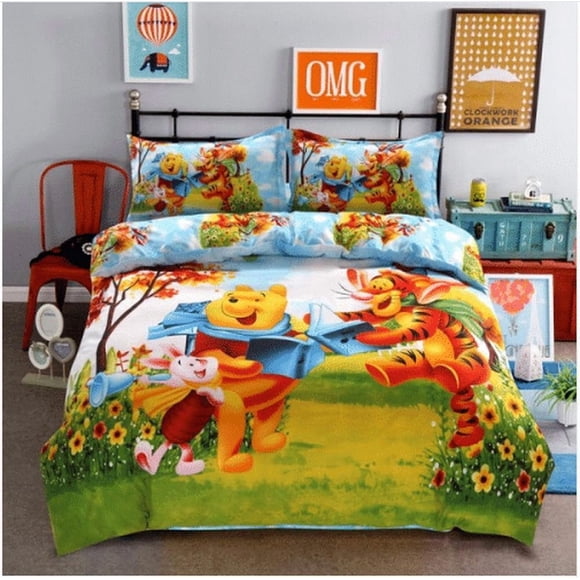 Winnie The Pooh And Friends Printed Quilt Duvet Cover Set Soft Bedspread Bedding3-Piece Bedding Set