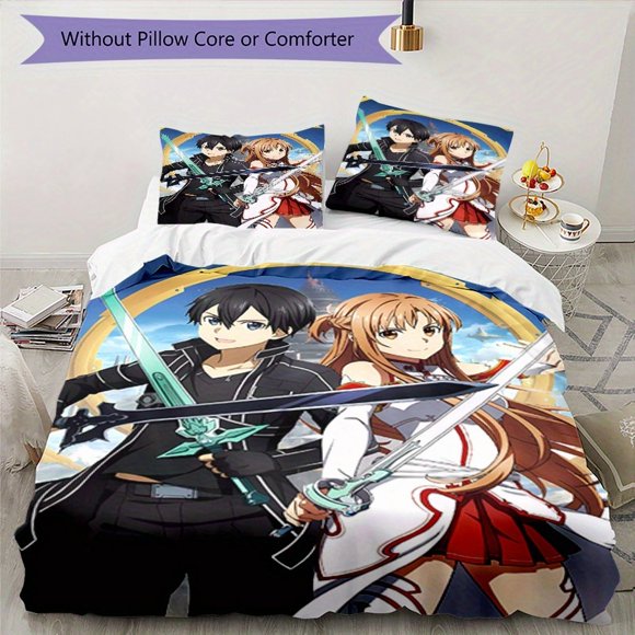 3pcs bedding Inspired by Sword Art Online - Comes with 1 Duvet Cover And 2 Pillow Covers, Made of Breathable Polyester, Machine Washable - Ideal for Year-Round Use S1061