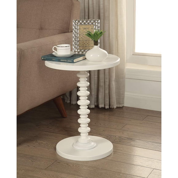 Mesa Lateral Benzara de Construcción de Madera Blanca