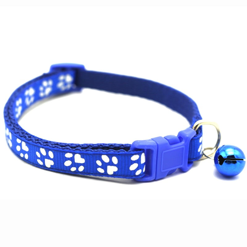 Genérico - Collar Huellita Con Cascabel Para Gatos Azul Rey