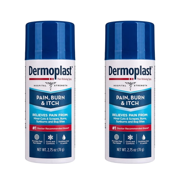 Aerosol Dermoplast para aliviar el dolor, las quemaduras y la picazón, 81 ml, paquete de 2