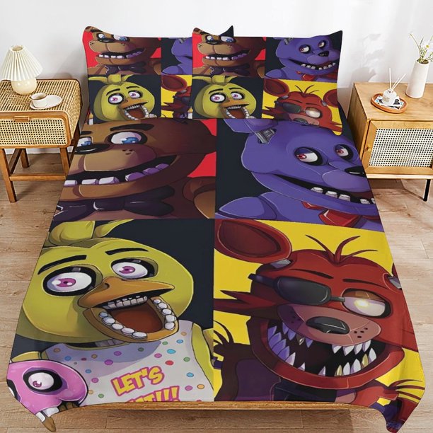 x567 Five Nights at Freddy's FNAF Bed Duvet Cover Microfiber Bedding Sets 3D Printed Lightweight 3 Piece Comforter Sets, 1 Duvet Cover And 2 Pillow Shams for Kids Boys Girls 90"x90" jn5