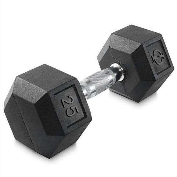 Mancuerna hexagonal con revestimiento de goma Philosophy Gym, pesa de mano, 25 libras