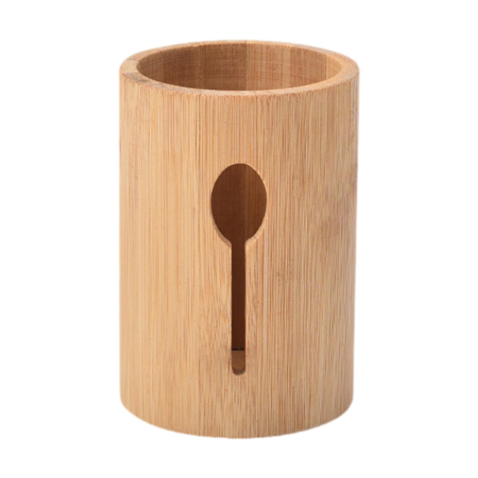 Magideal - Organizador De Cubiertos De Bambú, Soporte Para Cubiertos, Contenedor De Almacenamiento Resistente, Contenedor Rústico Para Cubiertos, Soporte Para Cuchara