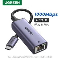 Adaptador Para Internet Usb-C 3.1 / Rj45 Gigabit 10/100/1000 Aluminio Silverugreen Cm199