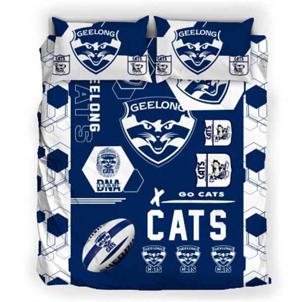 AFL Geelong Cats Bedding Sets Duvet Cover MEN Gift Double Queen #3-Piece Bedding Set