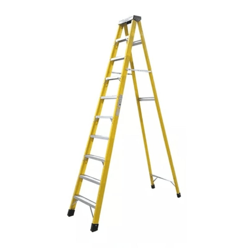 Genérico - Escalera Fibra De Vidrio Industrial 3.1mts 10 Peldaños 150kg Amarilla