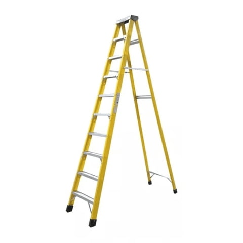 Genérico - Escalera Fibra De Vidrio Industrial 3.1Mts 10 Peldaños 150Kg Amarilla