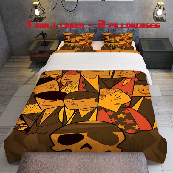 3Pcsthe Goonies Theme Printed Three Piece Bedding Set Soft Quilt Cover And Two Pillowcases