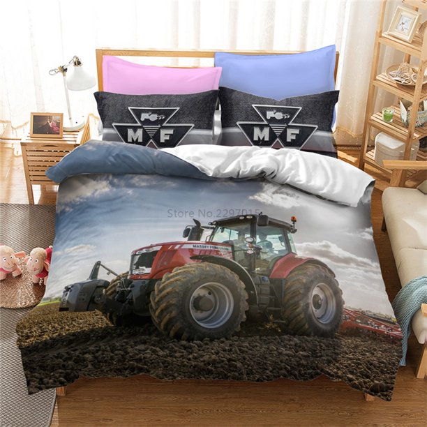 v1096 Bed Sheets Hot Sale Tractor Duvet Cover Set with Pillowcase Single Double Twin Full Queen King Bedding Set Digital Printing Comforter Cover 3-Piece Bedding Set (1 Duvet Cover + 2 Pillow Shams) B