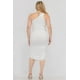 thumbnail image 3 of Saronite Vestido Midi Ajustado de un Solo Hombro con Fruncido, Sexy y Liso, Blanco (Talla Grande para Mujer), 3 of 5