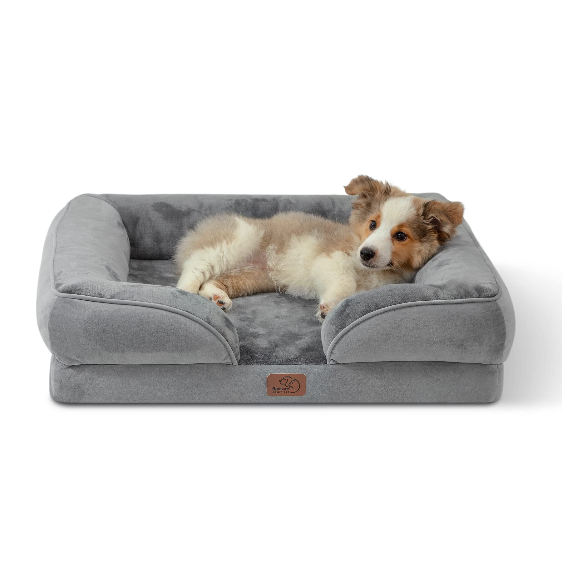Bedsure - Cama Ortopédica Para Perros, Impermeable, Para Perros Medianos, Color Gris