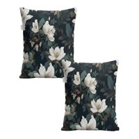Genérico - Pack De 2 Fundas De Cojin Floreadas 45X45 Negro