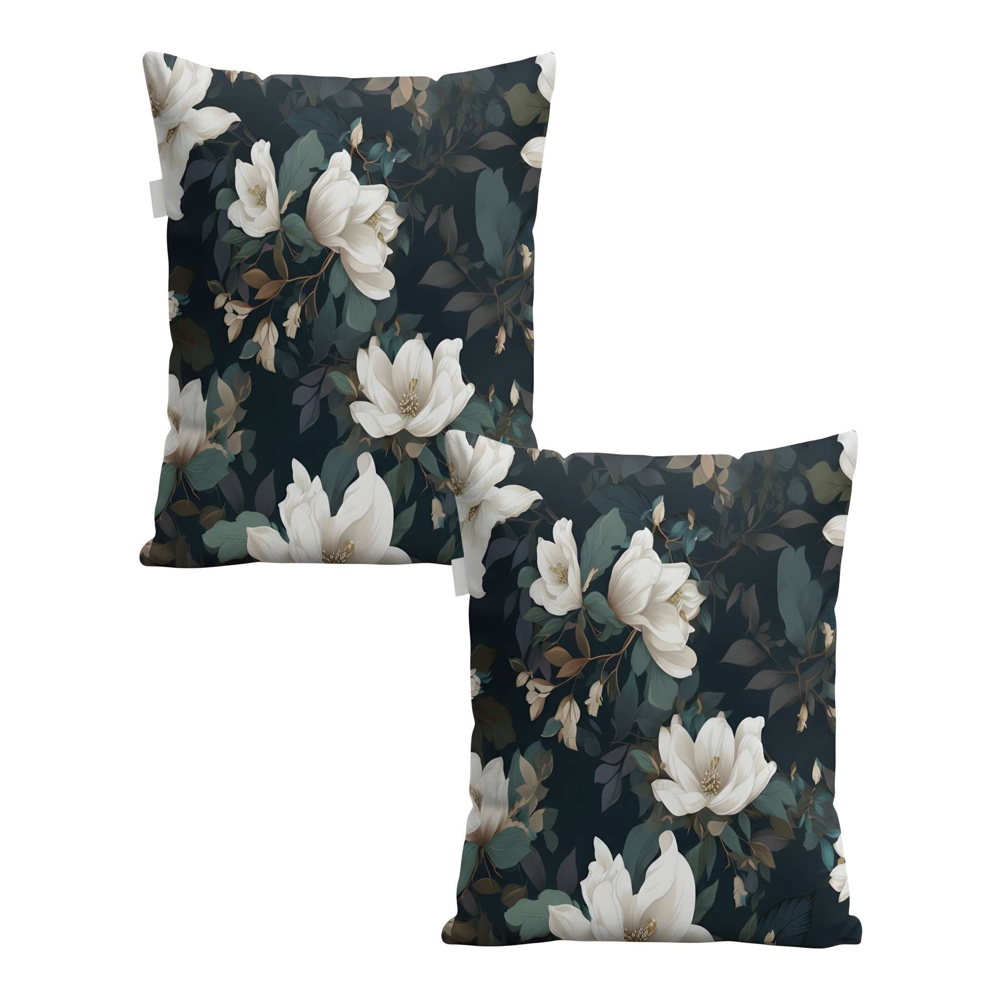 Genérico - Pack De 2 Fundas De Cojin Floreadas 45x45 Negro