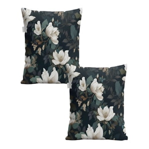 Genérico - Pack De 2 Fundas De Cojin Floreadas 45X45 Negro