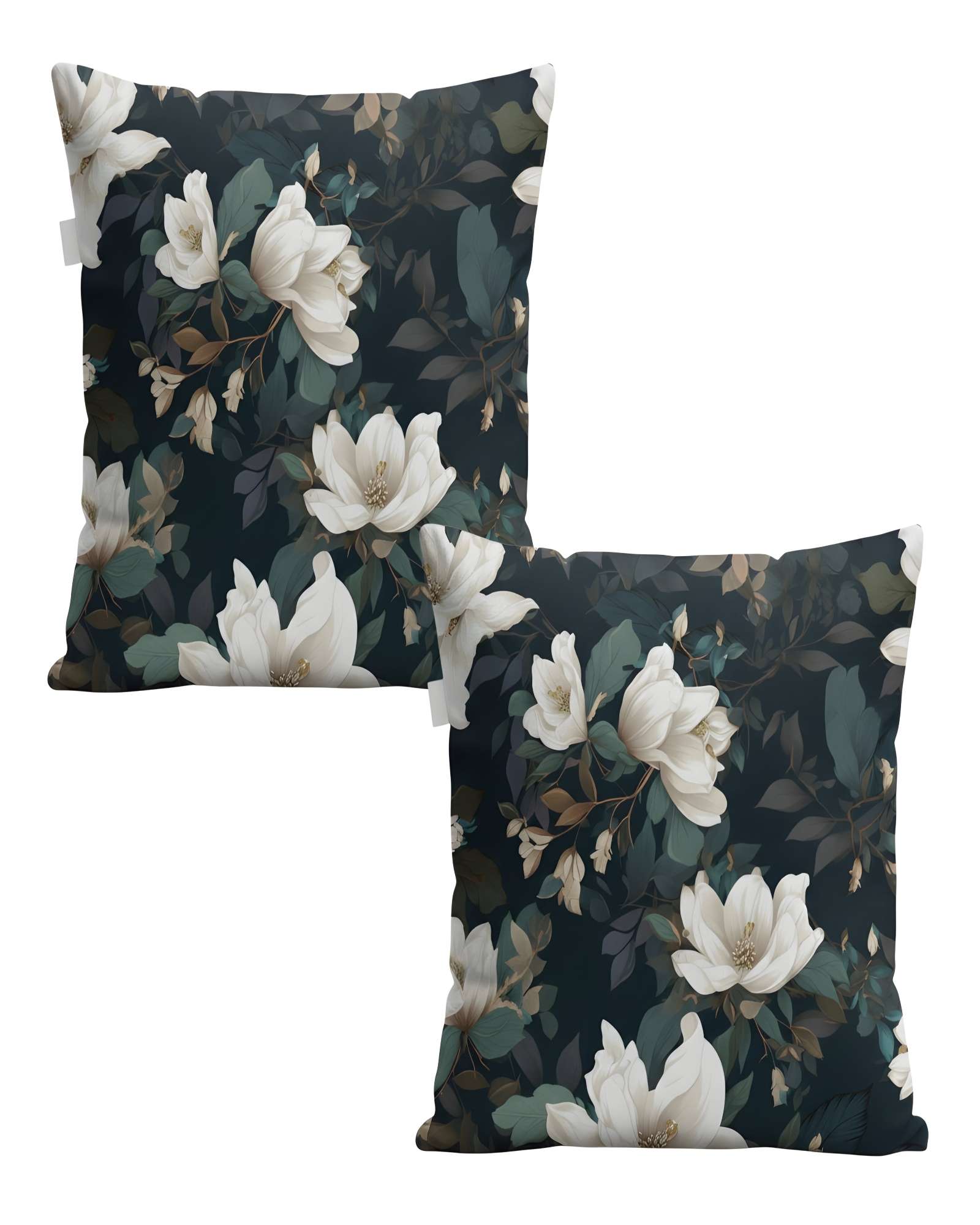 Genérico - Pack De 2 Fundas De Cojin Floreadas 45X45 Negro