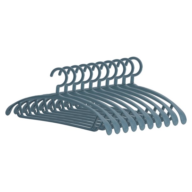 Perchas de Plástico REGALWOVEN para Trajes de Hombres y Mujeres, Juego de 10 Perchas de Ropa de Plástico con Gancho Redondo Azul 10