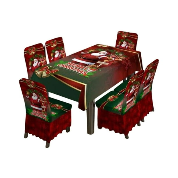 Fundas De Silla Navideñas XMNTG | Tela Elástica Antideslizante | Lavables | Pack De 6 Unidades Color Rojo