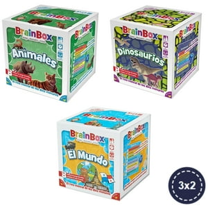 Asmodee - Pack Brainbox - Animales + Dinosaurios + El Mundo