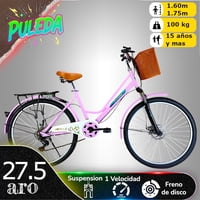 Vipnetwork - Bicicleta Aro 27.5 Puleda Rosado De Paseo Con 7 Velocidades Y Freno Disco