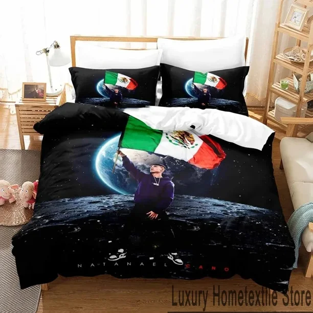 v2135 Bed Sheets Natanael Cano Rapper Bedding Set Duvet Cover Bed Set Quilt Cover Pillowcase Comforter king Queen Size Boys Adult 3-Piece Bedding Set (1 Duvet Cover + 2 Pillow Shams) Bed Sheets ju2135
