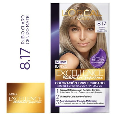 Coloración Cabello Rubio Claro Cenizo Matte Tono 8.17 47 G Excellence