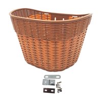 Ioensy - Cesta Para Bicicleta Cesta Para Manillar De Estilo Retro Desmontable De Ratán De Imitación Duradera S Marrón
