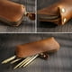 thumbnail image 3 of 1pc Stylish and Durable Genuine Leather Pencil Case for Office and School Supplies, 3 of 4