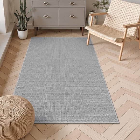 Alfombra Art&Tuft 152 cm x 91 cm Gris Antideslizante de Pelo Alto‑Bajo