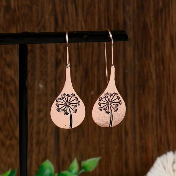 Boho Water Drop Earrings with Vintage Tree Pattern - Stylish and Unique Gift for Women