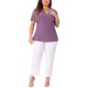 thumbnail image 2 of Agnes Orinda Blusa de Punto Acanalado Elegante de Primavera Verano con Cuello en V y Encaje de Manga Corta para Mujer de Talla Grande 2X Púrpura, 2 of 5