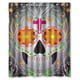 thumbnail image 1 of Cortina de ducha con diseño de calavera de azúcar del Día de los Muertos, juego de cortina de baño con ganchos, tamaño 60 x 72 pulgadas, 1 of 3
