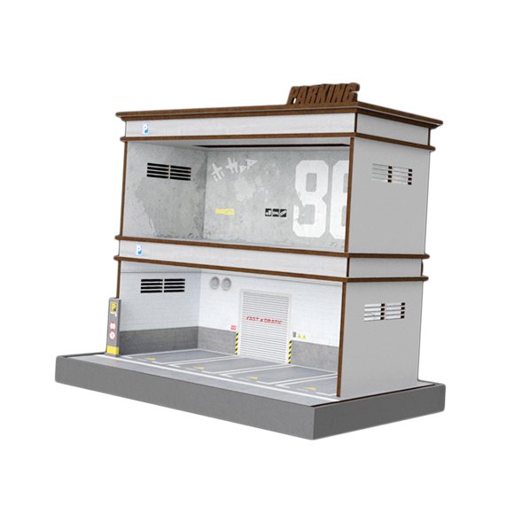 Diorama Estacionamiento De Automóviles Diseño De Simulación Acrílica Mini Modelo Caja De Almacenamiento De Automóviles 2 Capas Con Número