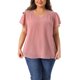 thumbnail image 1 of Agnes Orinda Women's Plus Size Pin Dots Manga Corta Cuello en V Casual Blusa Lisa 1X Rosa, 1 of 6