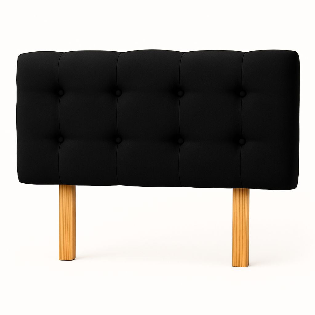 Ethan Desing - Respaldo 2 Plazas Botón Repujado Negro