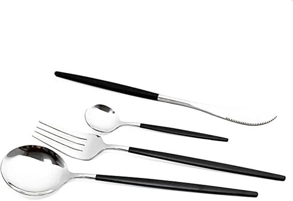 Xmhytop Juego De Cubiertos De Cocina De 40 Piezas, Inoxidable, Color Negro Plateado, Ideal Para Hogares Y Eventos