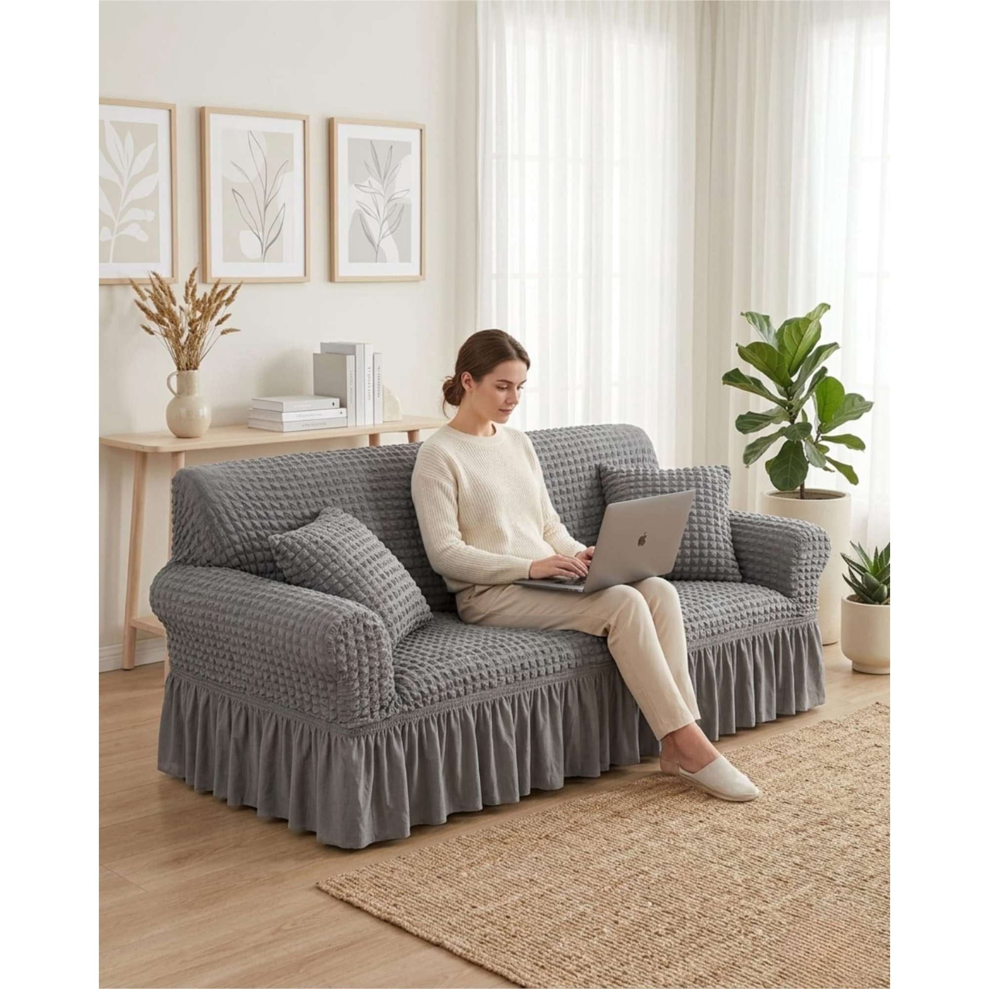 Mylhogar - Protector De Sillón Turco 2 Cuerpos Diseño Elegante