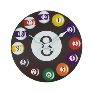 Bothyi - Reloj De Pared Con Temática De Billar, Colección Silenciosa, Circular, Para Loft, Hotel, Dormitorio, 10 Pulgadas