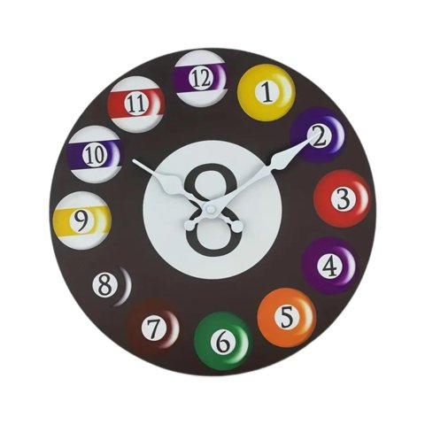 Bothyi - Reloj De Pared Con Temática De Billar, Colección Silenciosa, Circular, Para Loft, Hotel, Dormitorio, 10 Pulgadas