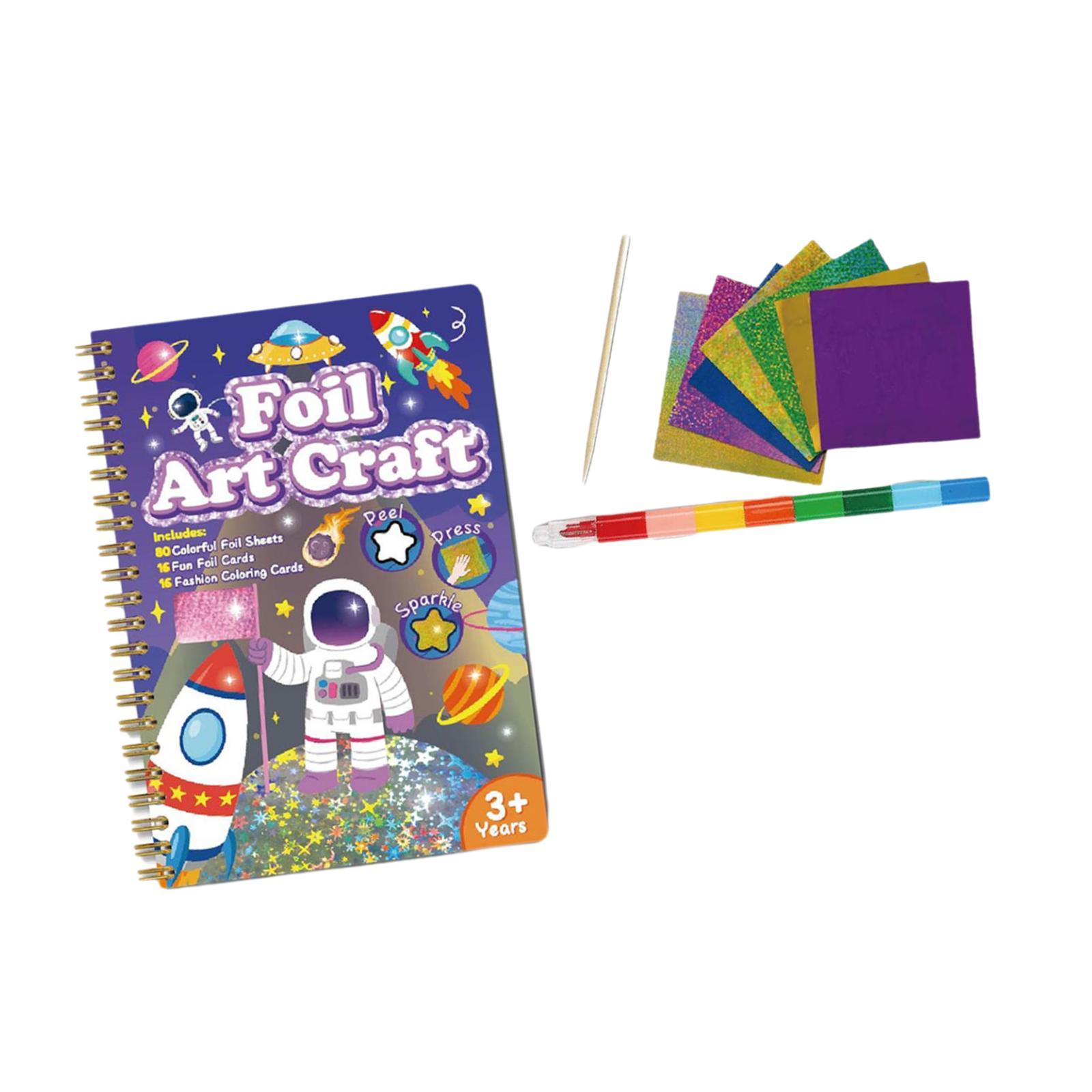 Magideal - Arte De Papel De Aluminio Para Niños, Libro De Pegatinas De Arte Mágico, Regalos De Año Nuevo, Pegatinas De Transferencia, Libro Para Colorear De Dibu C