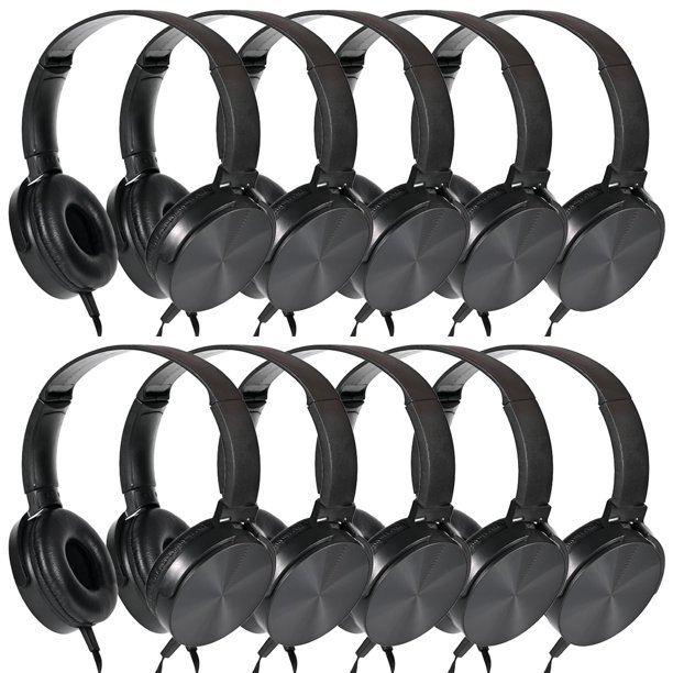 Auriculares supraaurales Yoley Classroom para estudiantes, paquete de 10, color negro