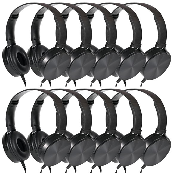 Auriculares supraaurales Yoley Classroom para estudiantes, paquete de 10, color negro