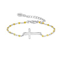 Heshpaws - Brazalete Cruz Religiosa De Plata De Ley