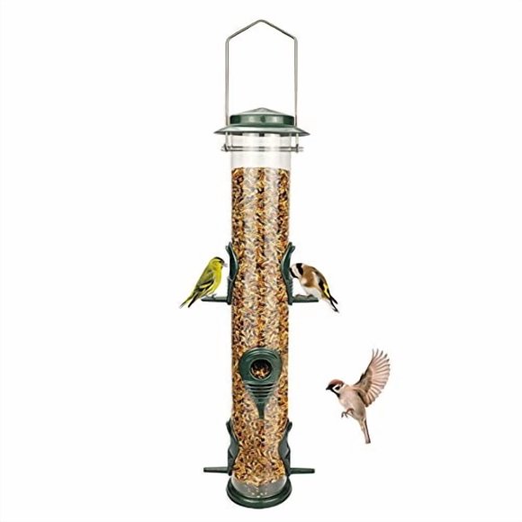 Comedero Colgante para Pájaros en Tubo de Semillas de Aluminio