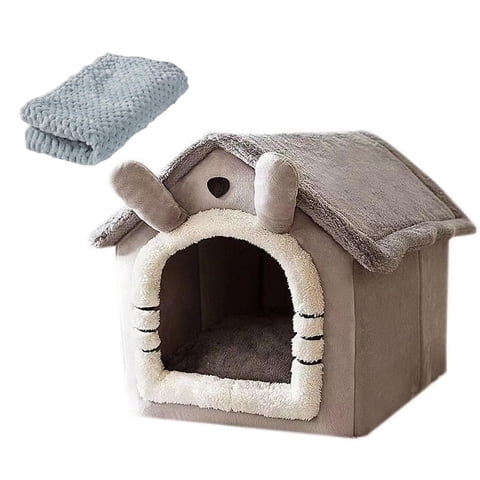 Magideal - Tienda De Campaña Para Mascotas Pequeñas, Cama Cueva Para Gatitos, Color Gris Claro, Con Cojín Extraíble, Lavable, Cueva Para Gatos, Cama Para Conejil S