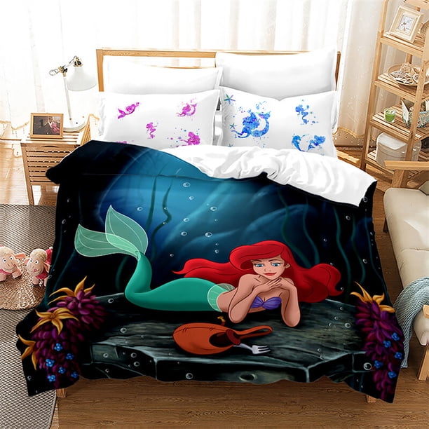 Cover Set Bedding Set Home Textiles Ariel And Cutlery Friends Gift3-Piece Bedding Set (1 Duvet Cover + 2 Pillow Shams)