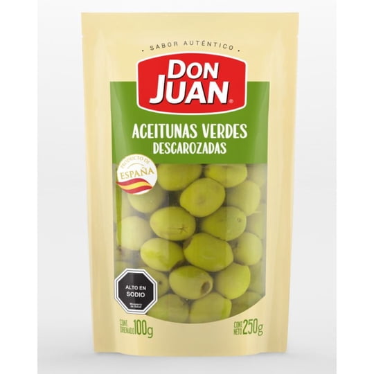 Aceitunas Verdes Descarozadas Bolsa 250 g Don Juan